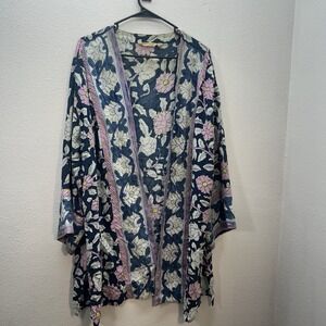 Soft Surroundings 1X Boho Floral Mara Topper Cardigan Kimono Duster Cover Up